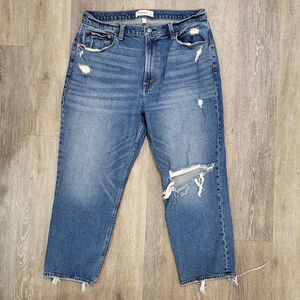Abercrombie & Fitch Blue Distressed Ankle Jeans